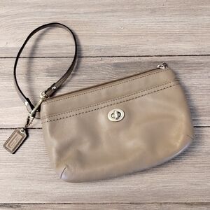 Coach Tirnlock Brown Leather Wristlet